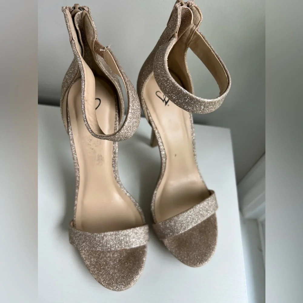 Windsor champagne gold glitter special occasion/prom/homecoming/wedding heels - Picture 12 of 14